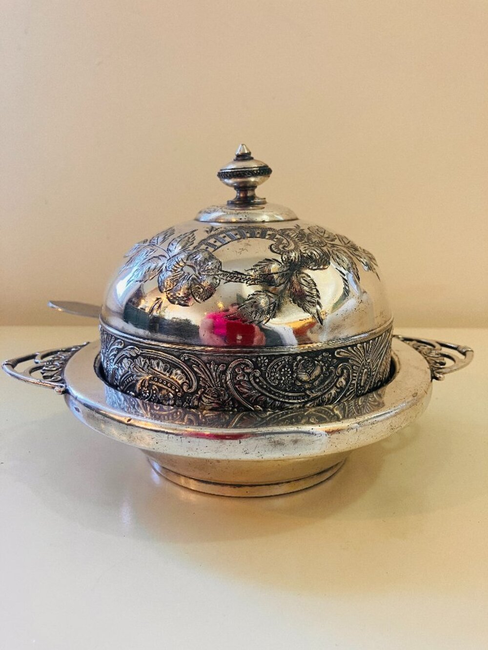 Antique  James William Tufts Boston - Silver Plate Butter Cloche/Dish #1949